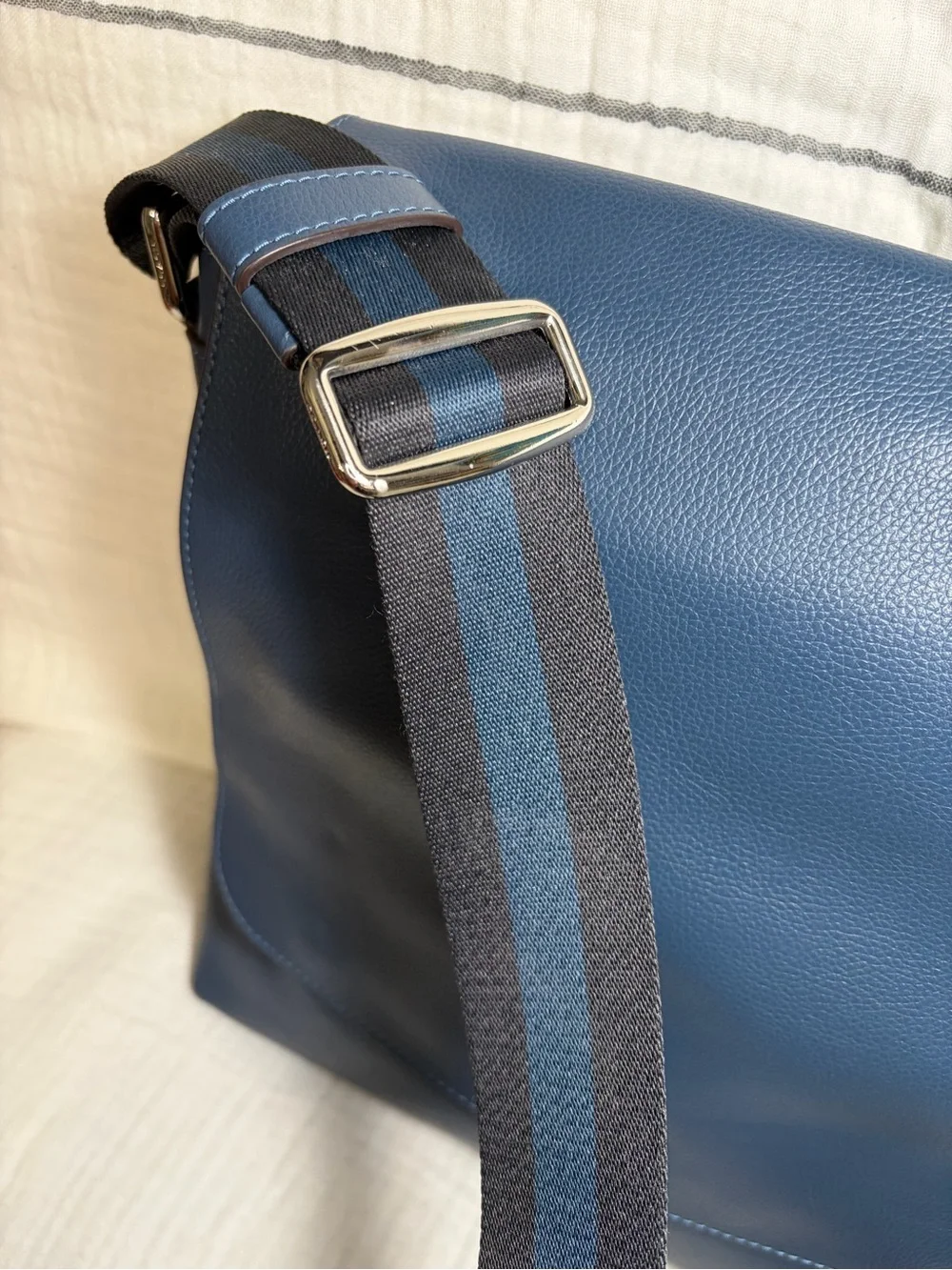 Coach Charles Navy Blue Leather Messenger Bag